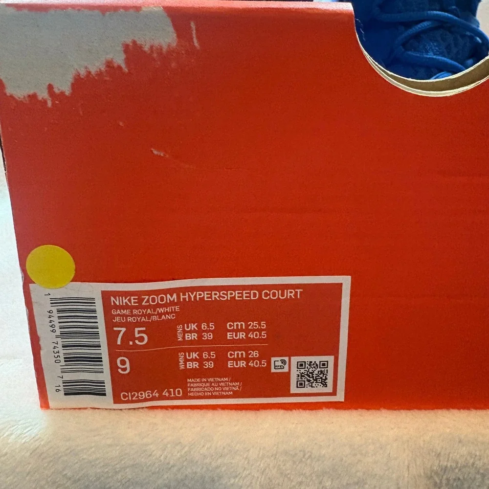 Nike Zoom Hyperspeed Court‎ Royal Blue White Sneakers Shoes Men 7.5 Women 9